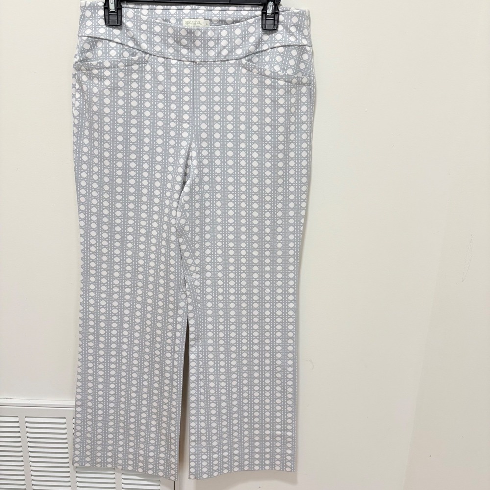 Spartina‎ 449 Geometric Cane Print Pull On Pants Blue White Large Stretch